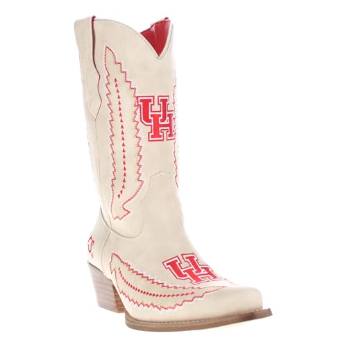 Vaccari Women's Mimi Premium PU Bone Leather Houston Embroidery Cowboy Boots - 7 B
