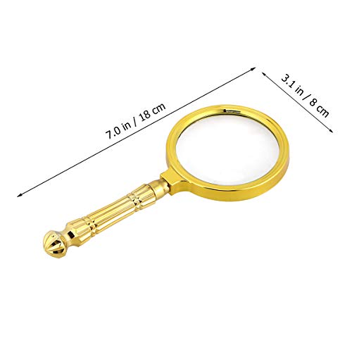 Lupa portátil Healifty de 80 mm para leitura e observação (dourada)