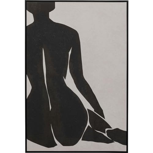 Kare Impression sur toile design Nude Lady Noir/blanc Tableau mural avec cadre Détails peints à la main Abstrait moderne pour salon, chambre à coucher, couloir 113 x...