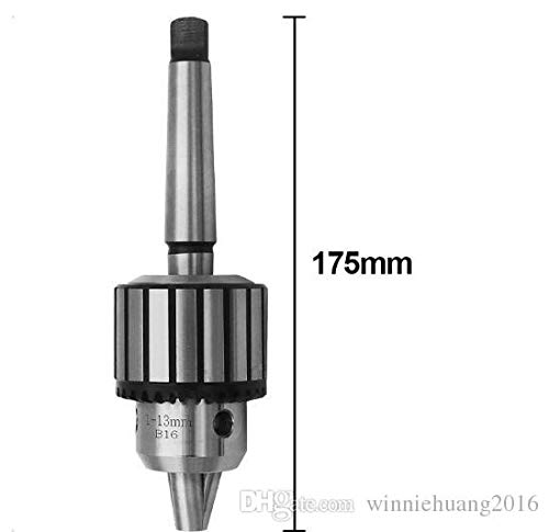 ISC High Precision Industrial Drill Chuck with Key and Arbor MT2 Shank – 1-13 mm Capacity, Heavy-Duty All-Steel Construction, Hardened Jaws, JT6 Taper for Bench Drill, Milling, Lathe Machines (Silver)