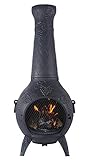 The Blue Rooster CAST Aluminum Grape Style Wood Burning Chiminea in Charcoal.