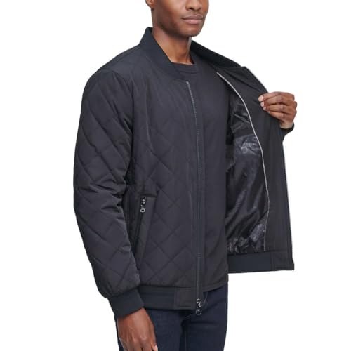 Image of Calvin Klein Men's Ribbed Collar Quilted Bomber Jacket