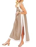 Photo Gallery dsewpaur maxi abito da donna a blocchi di colore, 2 pezzi, con pantaloncini coordinati, estivo, bohémien, senza maniche, con tasche, cachi, l Photo Gallery dsewpaur maxi abito da donna a blocchi di colore, 2 pezzi, con pantaloncini coordinati, estivo, bohémien, senza maniche, con tasche, cachi, l