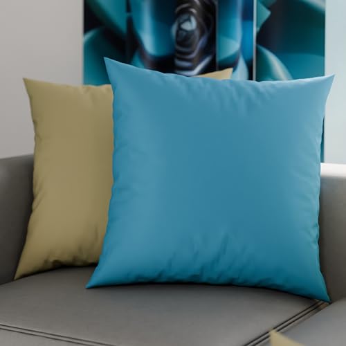 PETTI Artesanos Italianos - Par de Fundas de Cojín de Microfibra de 50x50 cm, Cojines Decorativos para Dormitorio, Sofá, Juego de 2 Fundas de Cojín, Funda de Almohada Doble en Gris Tórtola y Azul Clar
