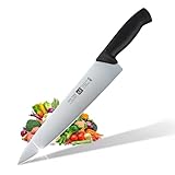 Sumteene Chef Knife, Professional Kitchen Knife 10.5', Ultra Sharp High Carbon Stainless Steel Full Tang Knife with Black Ergonomic PP Handle, Japanese Chef Knife for Household and Work
