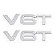 2 Stück V6T Emblem Aufkleber ist anwendbar für alle Fahrzeug-Kofferraumtüren und Fensterdekoration (silberfarben)