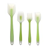 ShengHai Espátula mediana de silicona premium, cepillo y cuchara, diseño sin costuras y utensilios de cocina, se puede utilizar para cocinar, hornear, raspar o mezclar (juego de 4, verde)