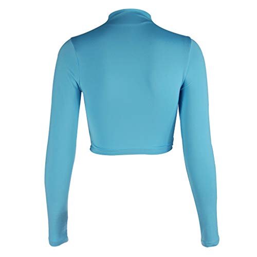 Fineday Blouses for Women 2020, Women Exposure of Navel Long Sleeve O-Neck Solid Shirt Tops Blouse, Women Tops and Blouses (Light Blue S)