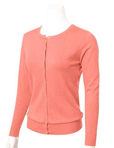 Image of Allsense Women's Long-Sleeve Crewneck Cardigan | Classic Button Down Sweater, Soft Fine Knit, Lightweight