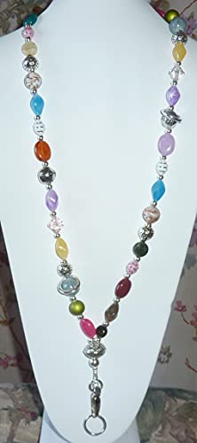 Hidden Hollow Beads Chunky Style Fashion Women's Beaded Lanyard 34", Breakaway And Non Breakaway Available, For Keys, Badge Holder (Chunky Multi - Breakaway) #TOP2