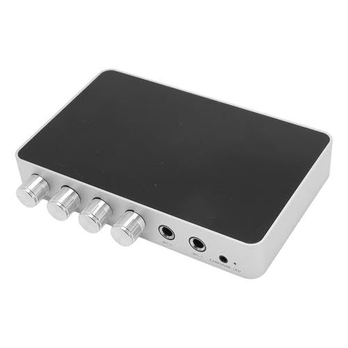 Karaoke Sound Mixer, 4K Video HDMI CVBS Input and Output, 2 Mic Input, Built in Speaker Support, for Televisions, TV Boxes, Projectors, Phones and Computers (US Plug)
