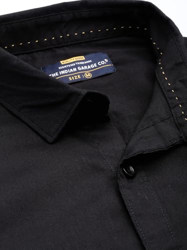 Image of The Indian Garage Co Men Slim Fit Solid Full Sleeves Spread Collar Casual Shirt