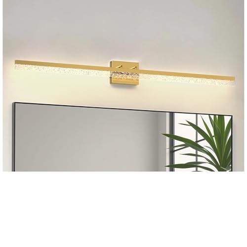 Image of L LOHAS LED 48-Inch Bathroom Vanity Light Bar Over Mirror, Gold Modern Bathroom Light Fixtures with Bubbled Acrylic Shade, 3CCT Adjustable LED Vanity Lights for Living Room Wall