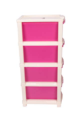 Image of Joyful Studio 4 XL Plastic Modular Drawer System, Pink Colour by DFO (31cmx39cmx80.9 cm as per Lable from Manufacturer)