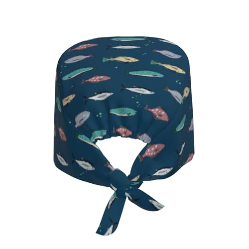 Image of Working Cap Scrub Cap with Sweatband Adjustable Unisex Women Tie Back Hat Nurse Surgical Caps