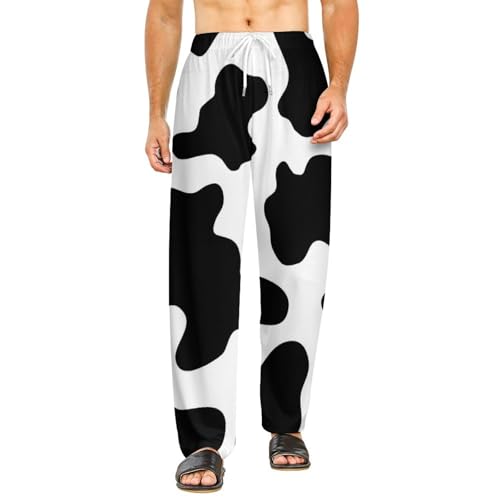 Vêtements de nuit vache : bas de pyjama femme long et pantalon de détente avec poches S