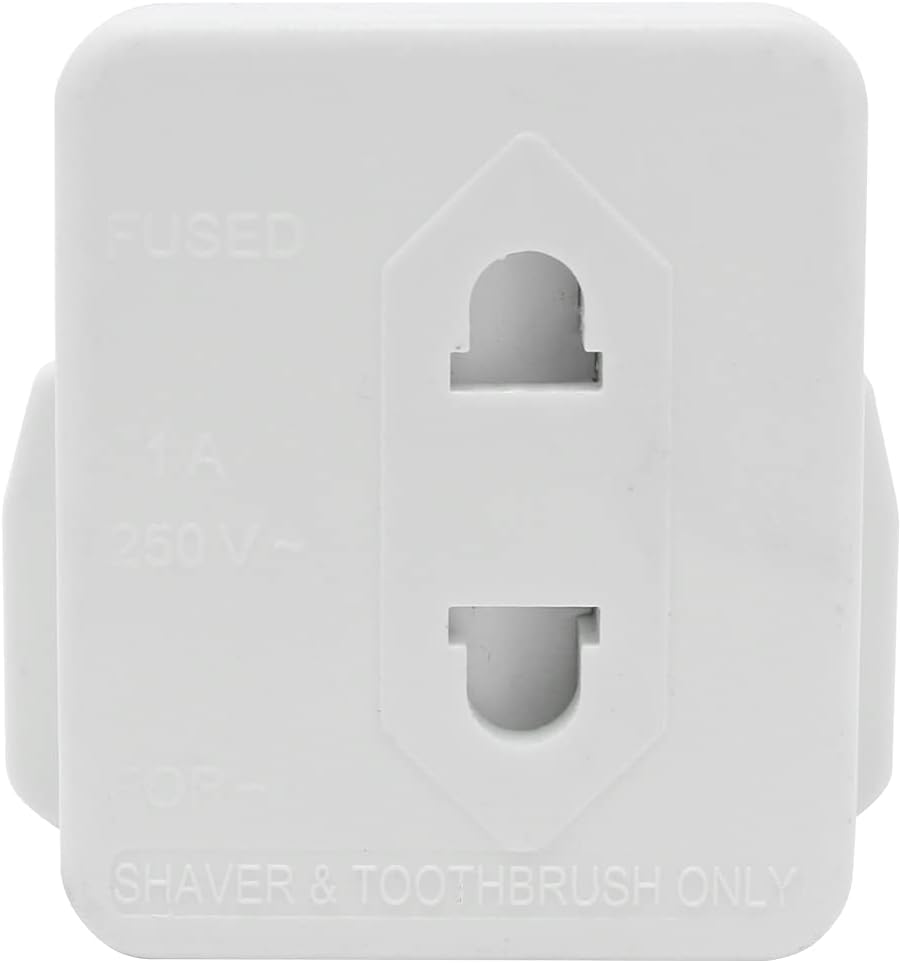 Mret Solutions White UK 2 Pin To 3 Pin 1A Fuse Adaptor Plug For Shaver/Toothbrush - PACK OF 2 - Image 5