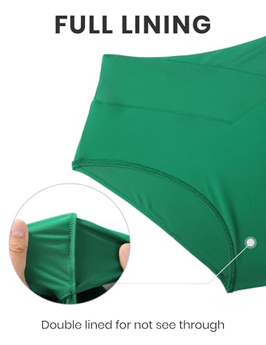 Image of CRZ YOGA V-Shaped High Waited Bikini Bottoms | Mid Cut Leg, Medium Bum Coverage, Cross Front, Swim, Bathing Suit Briefs for Women