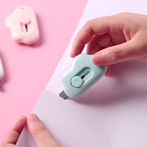 Jewelry Making Supplies LRESJJIUJ 3 cloud shaped mini art and art knives, box cutters, retractable and portable, suitable for cutting envelopes, manual cutting paper, etc