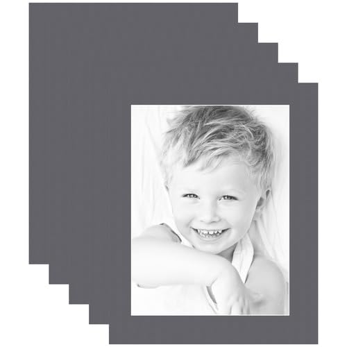 12x16 Granite/Mountain Grey Custom Mat for Picture Frame with 8x12 Opening Size (Mat Only, Frame NOT Included) - 5 Pack