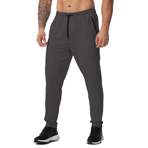 GYMELITE Men's Gym Sweatpants Workout Joggers Active Athletic Jogger Pants with Zipper Pockets Casual Running Track Pants