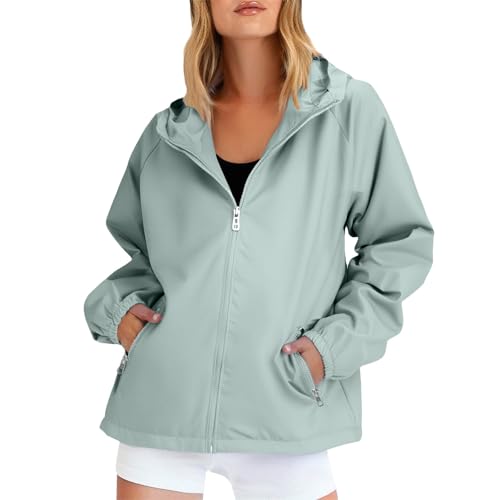Veste imperméable et respirante pour femme coupe-vent léger avec capuche