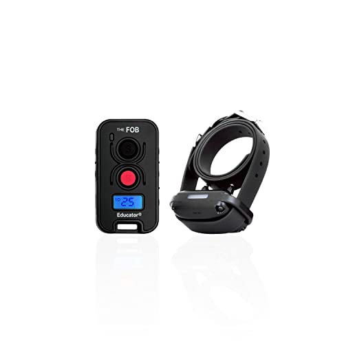 Educator FOB 300 Yard Dog Training Collar with Remote, Humane Stimulation, Pavlovian Tone, Waterproof, Odorproof Biothane Collar, Night Light, Rechargeable, 1 Dog, Black