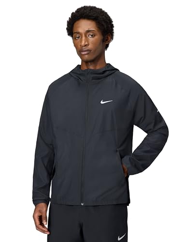 Nike Hip Length Hooded Jacket M NK Rpl Miler JKT, Black/Black/Reflective Silv, DD4746-010, M