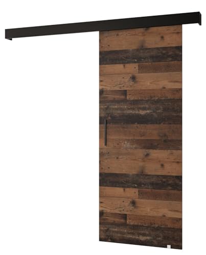 KRYSPOL Salwad 1 Komplett-Set für Schiebetüren, moderne Innentürtrenner (Antik Style, Gitter: Mattschwarz, Griff: Schwarz)