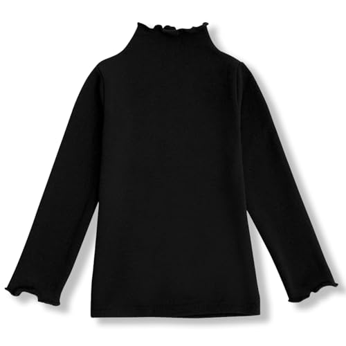 Jugaoge Camiseta básica de manga larga para otoño e invierno, cuello alto, túnica, Negro , 86-92