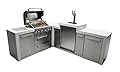 Mont Alpi MAi400-D90KEG 32-Inch 4-Burner 78000 BTU 90 Degree Corner Stainless Steel Gas Outdoor Kitchen Bar Barbecue Island Grill w/ 3 Beer Tap Kegerator Keg Center Refrigerator + Granite Countertops