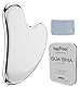Gua Sha Stein, Edelstahl Gua Sha Stein für Kieferformung & Schwellungsreduktion, Hautpflege Geschenk für Gesicht, Augen, Hals, Körper (Silber)