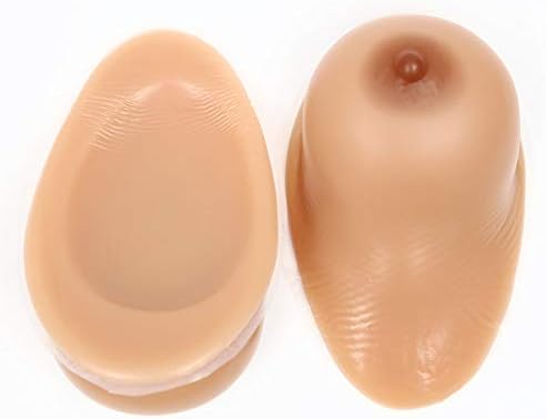 1 Pair Crossdresser Transgender Self-Adhesive Silicone Breast Forms Fake Boobs Waterdrop Shaped Bra Inserts,2,800g/CupC/7.5 * 4.7 * 2.2in