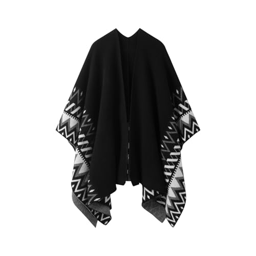 Vêtement d'extérieur ample et chaud style châle cape en cachemire femme
