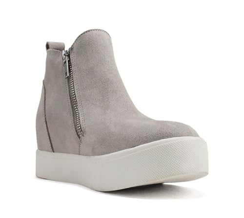 Image of Soda Taylor Hidden Wedge Sole Booties Ankle Heels Sneaker Shoes Side Zipper