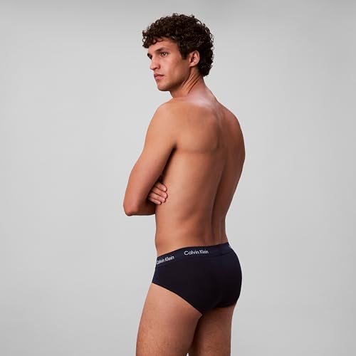 Calvin Klein Men's Cotton Stretch Multipack Hip Briefs, Black, Blue Shadow, Cobalt Water with Wicking, M – Ansicht 6