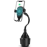 Yeegewin Wireless Car Charger, Auto Clamping Qi 7.5W 10W Fast Charging Car Cup Holder Phone Mount with Gooseneck Compatible for iPhone Xs/Max/X/XR/8/8 Plus Samsung Galaxy Note 9/ S9/ S9+/ S8/S8+/S7/S6