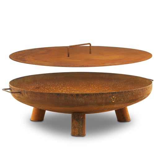 BBQ-Toro Edelstahl Ø 80 cm mit Deckel | Rostoptik | Outdoor...