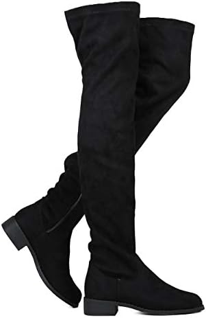 Women's Thigh High Flat Boots Stretchy Pull on Casual Boots by (TM)