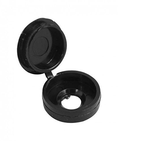 Merriway BH03989 Hinged 1-Piece Screw Cover Caps for Number 6 and 8 Screw Size - Black, Pack of 50