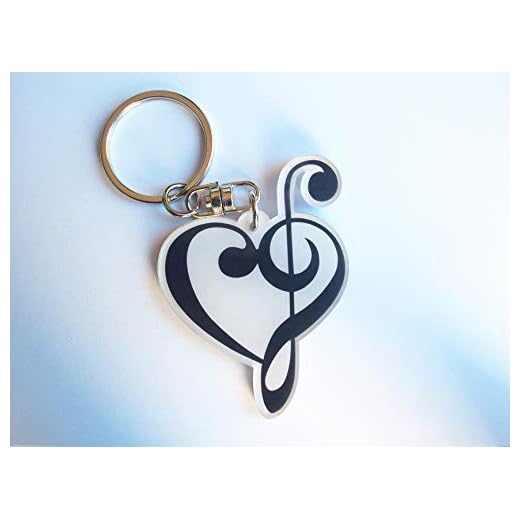Llavero con forma de llave de Fa y llave de sol combinadas en forma de corazón