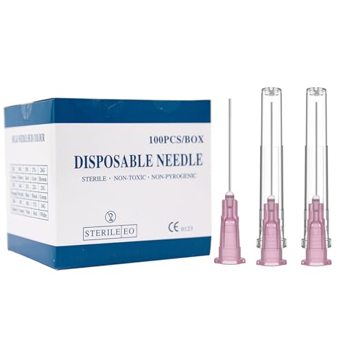 100 Pack 18 Gauge 1 inch Needle, Luer Lock Industrial Dispensing Accessories, Individual Package