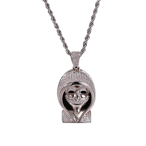 Fini les bijoux ternes avec ce collier hip hop faucheuse au plaquage blanc 18k durable