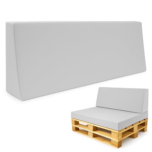 Amazinggirl Cojines para palets Espuma Exterior en Jardin Asiento Cojín de Respaldo 120x40 cm - Cojín por Palet o Cojin jardín por Banco terraza balcón y Patio Gris Claro