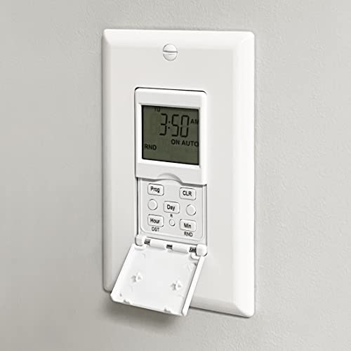 Maxxima Digital Timer Switch, 18 On/Off Settings, 3-Way Compatible, 7-Day Programmable In Wall Light Switch, Adjust For Daylight Savings Time, Control Fans & Motors, 1875 Watt, Wall Plate Included #TOP5