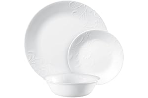 Corelle Madeline Embossed, 12 Piece, White, Dinnerware Set