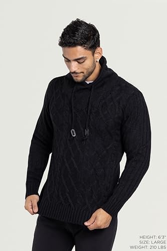X RAY Mens Cowl Neck Aran Sweater Fall Winter, Slim Dress & Casual Cable Knit Pullover Shawl Collar Sweater for Men3