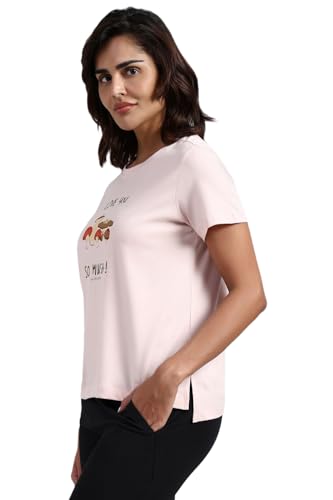 Image of Van Heusen Women's Cotton T-Shirt | Soft Breathable Cotton | Relaxed fit | Lounge Tee| Printed | Round Neck | Short Sleeve| Comfortable Everyday Wear | Style 55432