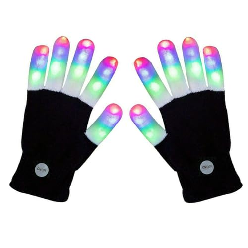 XISFORX 7 colors light show LED Gloves Rave Light Finger Lighting Flashing Glow Mittens