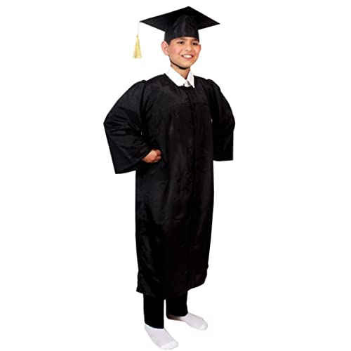 Image of ITSMYCOSTUME Graduation Gown Set with Cap and Sash, Convocation Dress for Boys and Girls, School Ceremony, Fancy Dress(2-3Y,Blue&Yellow)